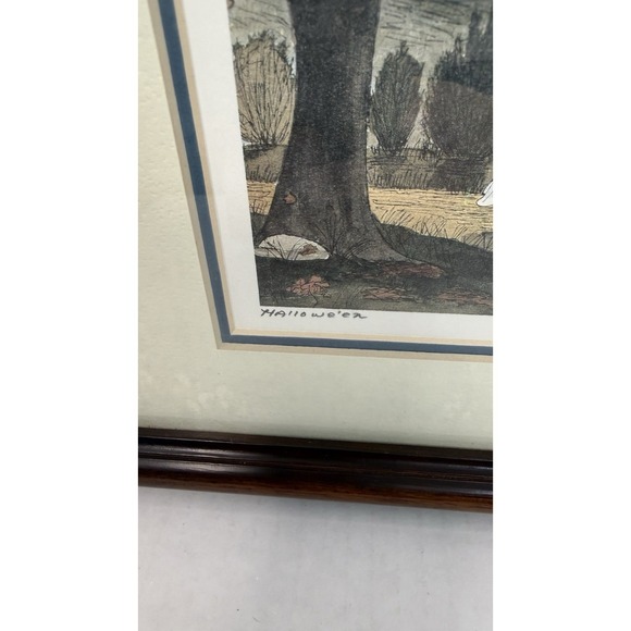 Pat Gwyn Woltz Hallowe'en Mini Print Matted & Framed Signed 7"x5" Frame 11"x9" - Picture 7 of 12